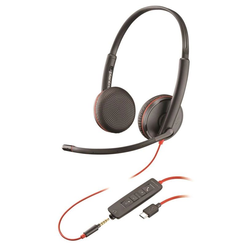 Poly Plantronics Blackwire 3225 Duo USB-C Headset Black