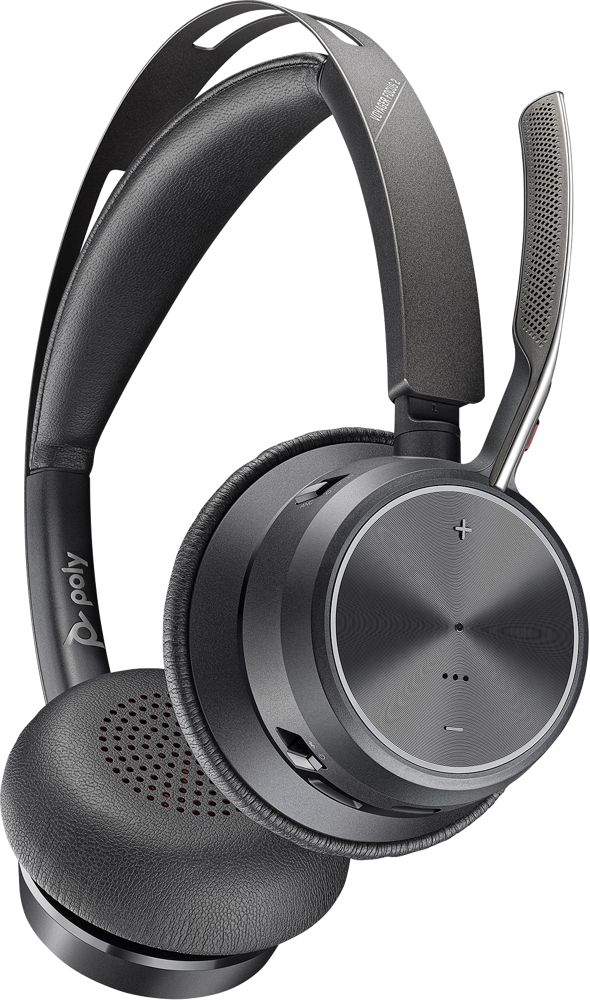 Poly Plantronics Voyager Focus 2 UC Teams Charging cradle Wireless headset Black