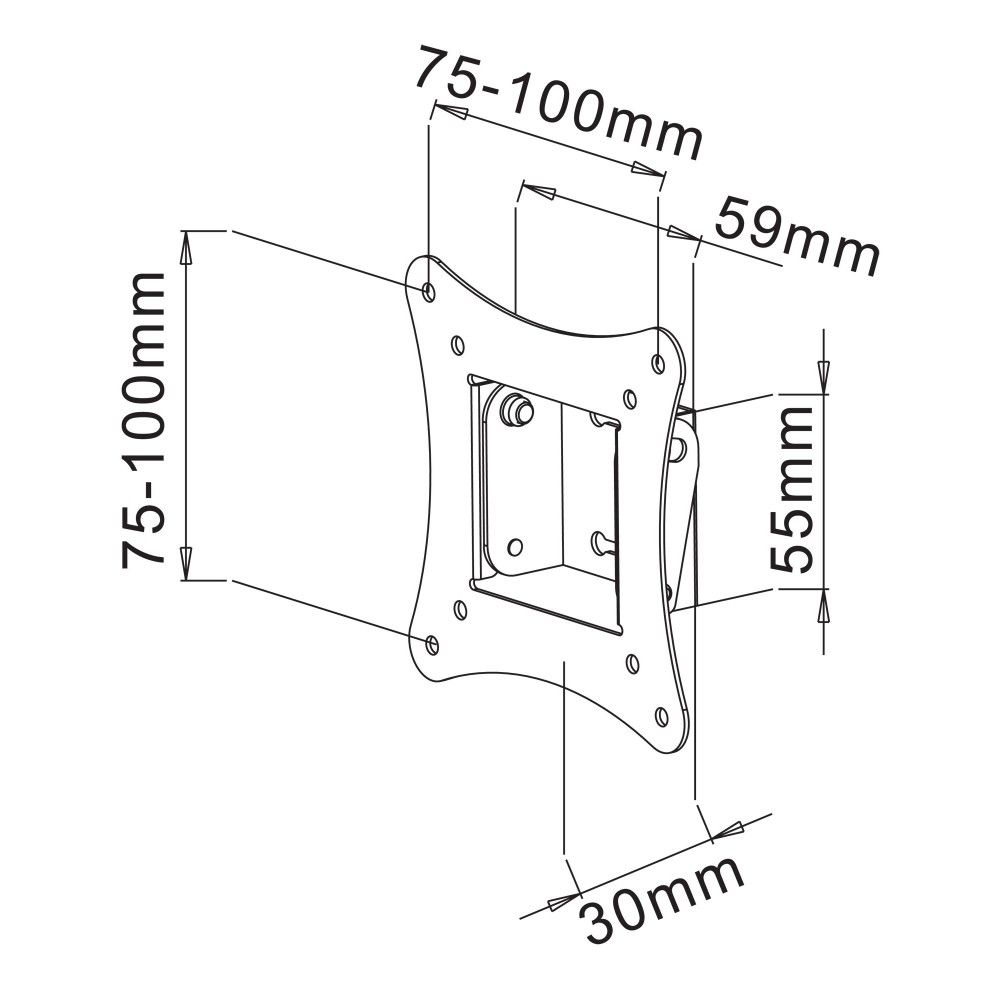 TECHLY  13"-30" Tilt Wall Support for TV Black