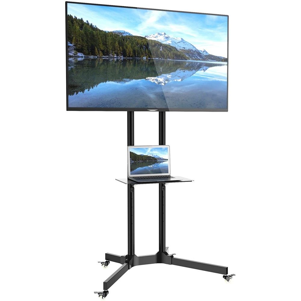 TECHLY  30"-65" Floor Trolley with Shelf Support LCD / LED / Plasma Black