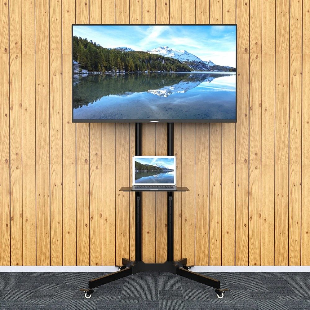 TECHLY  30"-65" Floor Trolley with Shelf Support LCD / LED / Plasma Black
