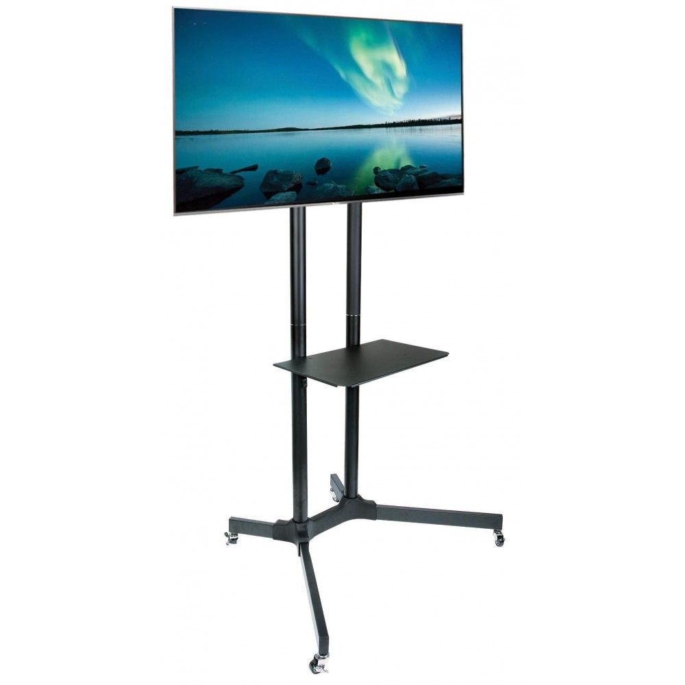 TECHLY  30"-65" Floor Trolley with Shelf Support LCD / LED / Plasma Black