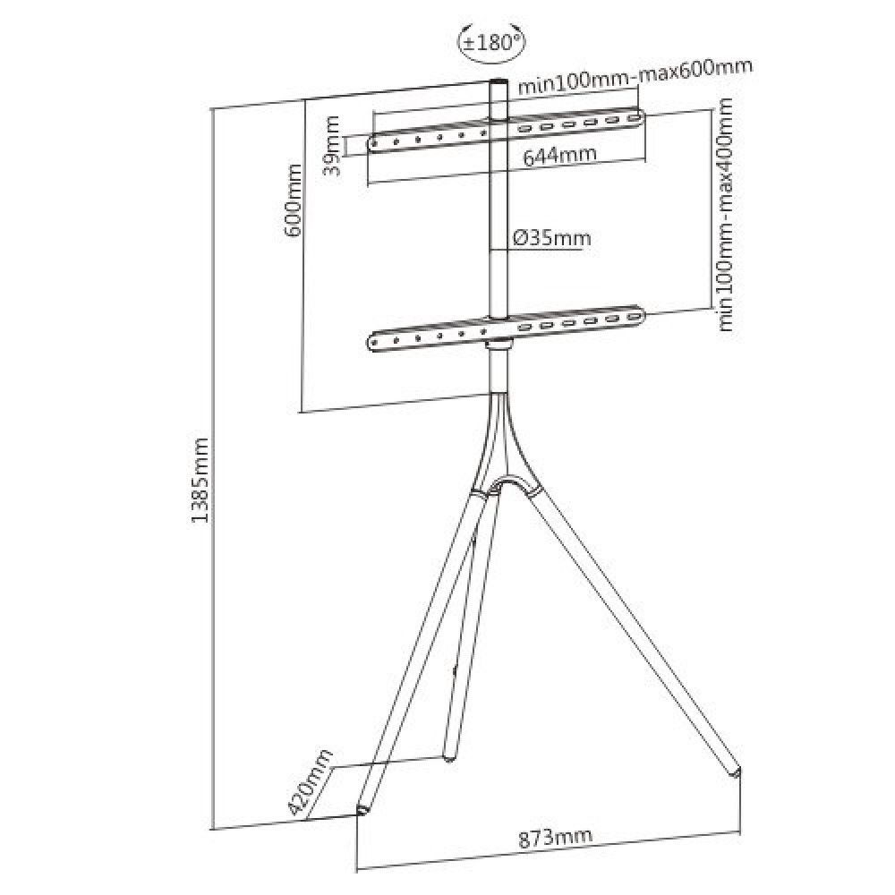 TECHLY  45"-65" Tripod Floor Stand for LCD / LED / Plasma TV Brown/Black