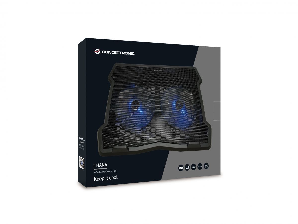 Conceptronic THANA06B 2-Fan Laptop Cooling Pad Black