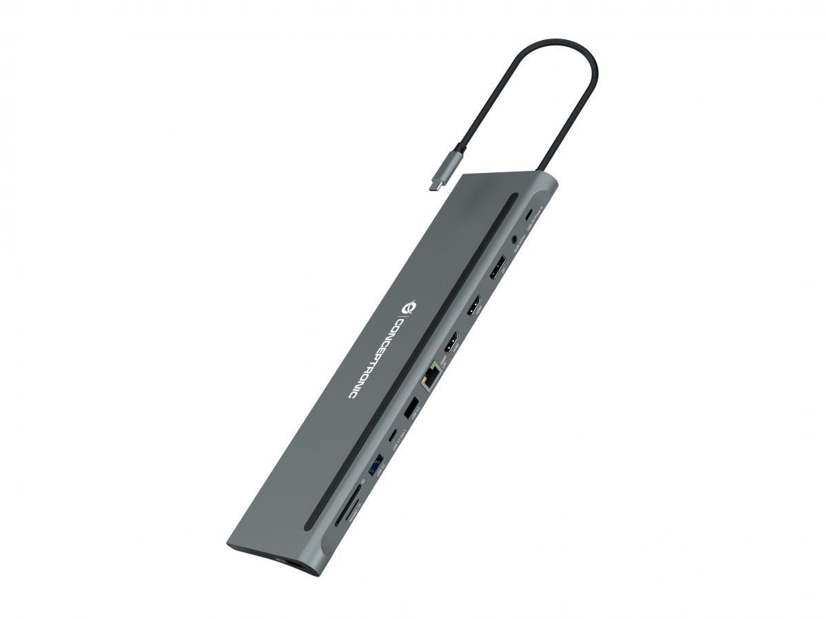 Conceptronic  DONN17G 12-in-1 USB 3.2 Gen 1 Docking Station Grey