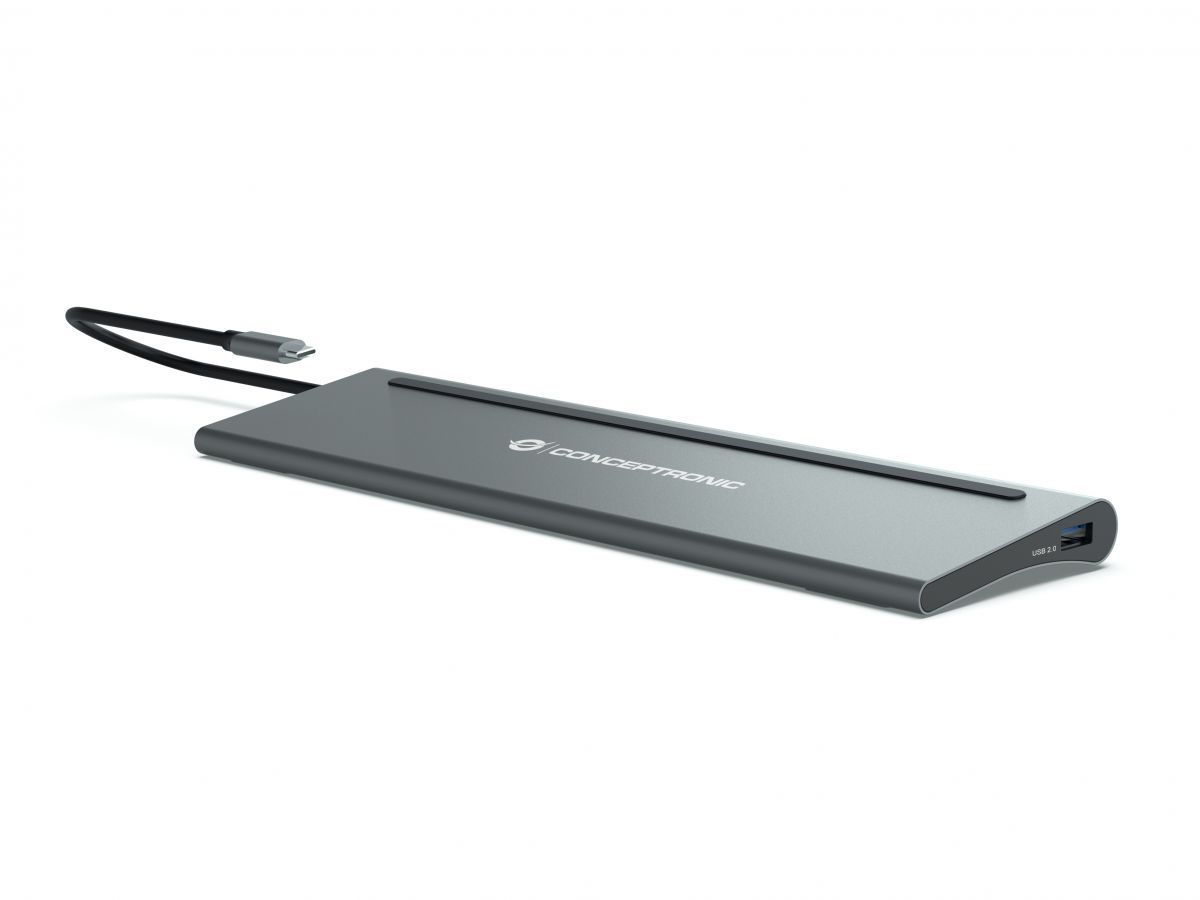 Conceptronic  DONN17G 12-in-1 USB 3.2 Gen 1 Docking Station Grey