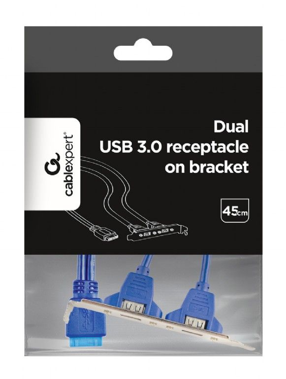Gembird Dual USB 3.0 receptacle on bracket