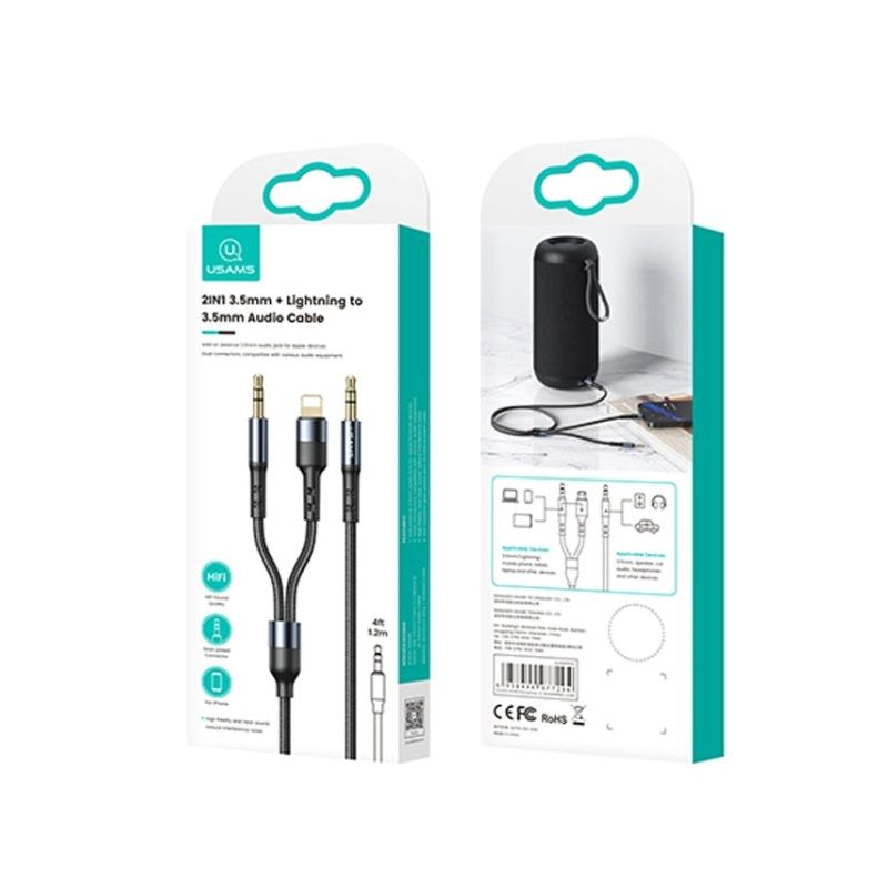 Usams US-SJ554 2IN1 3.5mm + Lightning Black