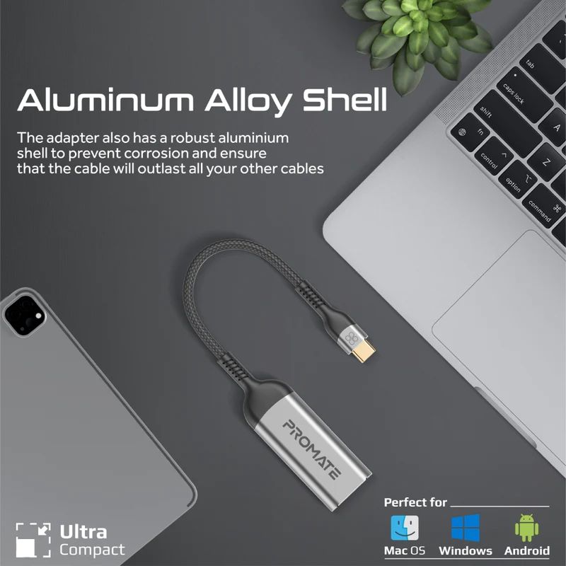 Promate  MediaLink-8K 8K@60Hz CrystalClarity USB-C to HDMI Adapter
