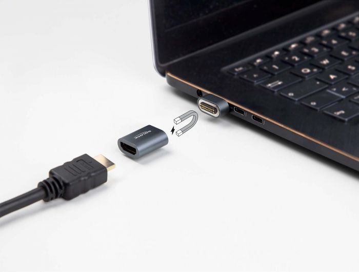 DeLock HDMI Adapter male to female 8K 60 Hz magnetic Grey
