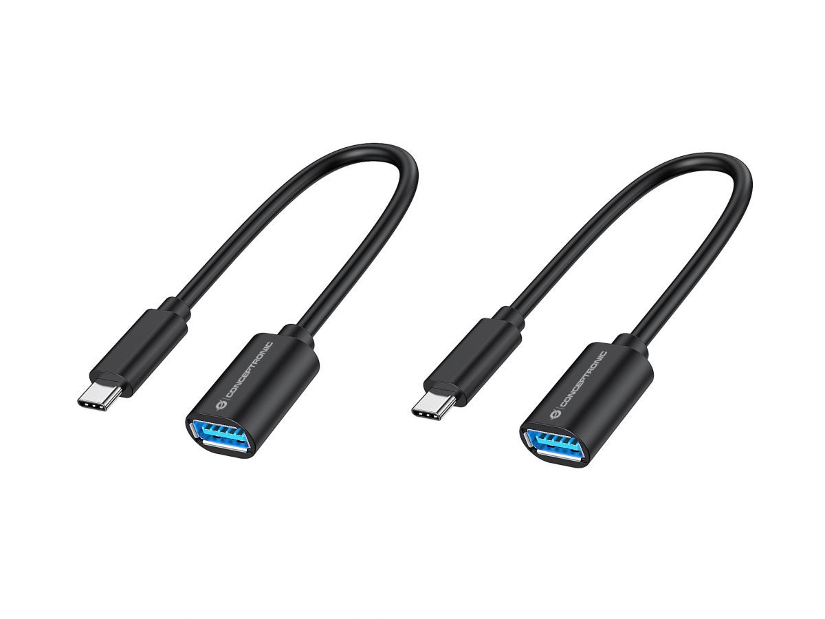 Conceptronic  USB-C to USB-A OTG Adapter 20cm Black (2-Pack)