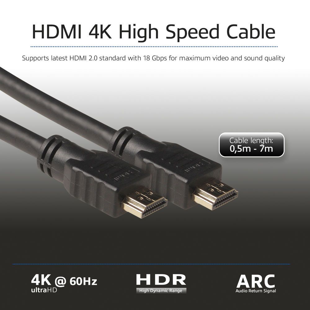 ACT HDMI High Speed v2.0 HDMI-A male - HDMI-A male cable 1m Black