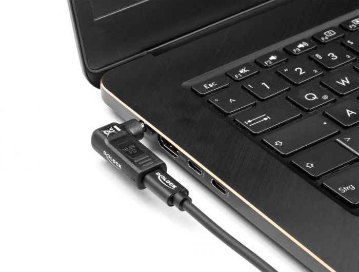 DeLock Adapter for Laptop Charging Cable USB Type-C female to Sony 6.0 x 4.3 mm male 90° angled Black