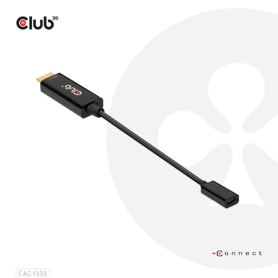 Club3D HDMI to USB Type-C adapter cable Black