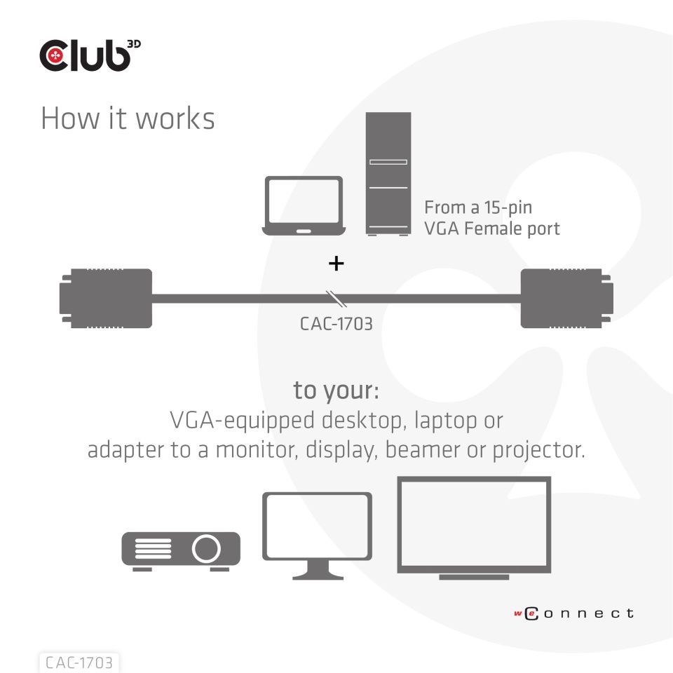 Club3D VGA Bidirectional cable 3m Black