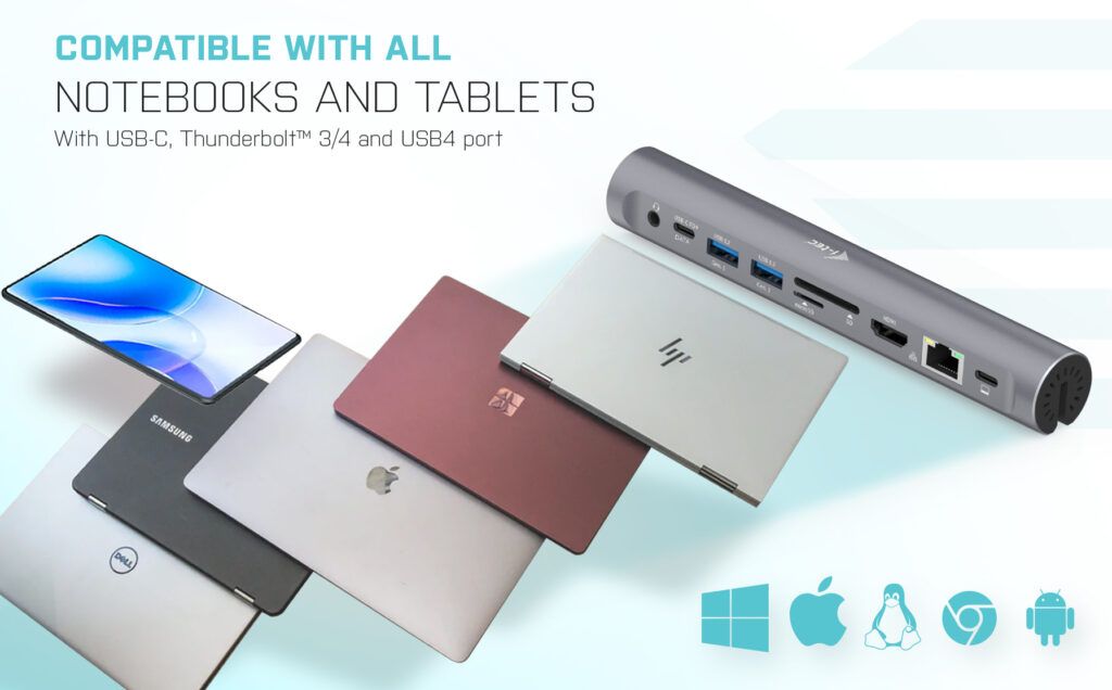 I-TEC Metal Notebook Stand up-to 15.6” with USB-C Docking Station Grey