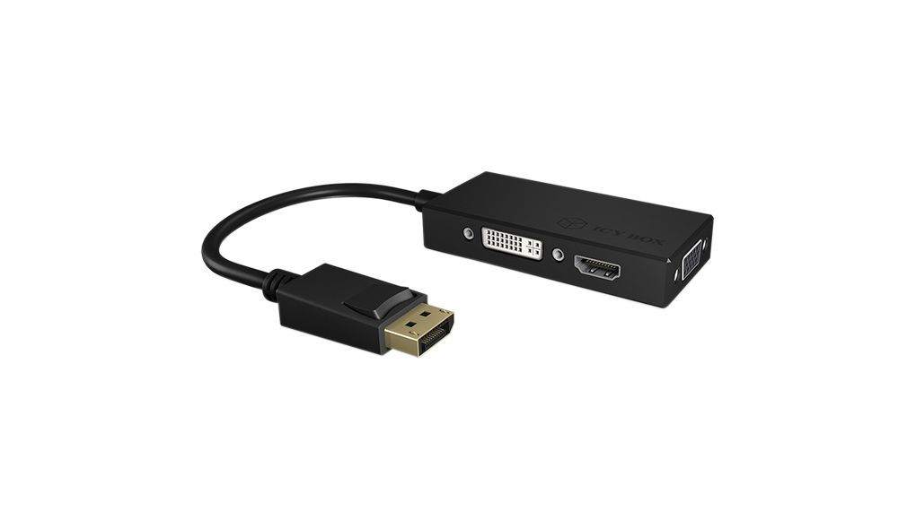 Raidsonic IB-AC1031 3-in-1 Display port to HDMI / DVI-D / VGA adapter Black