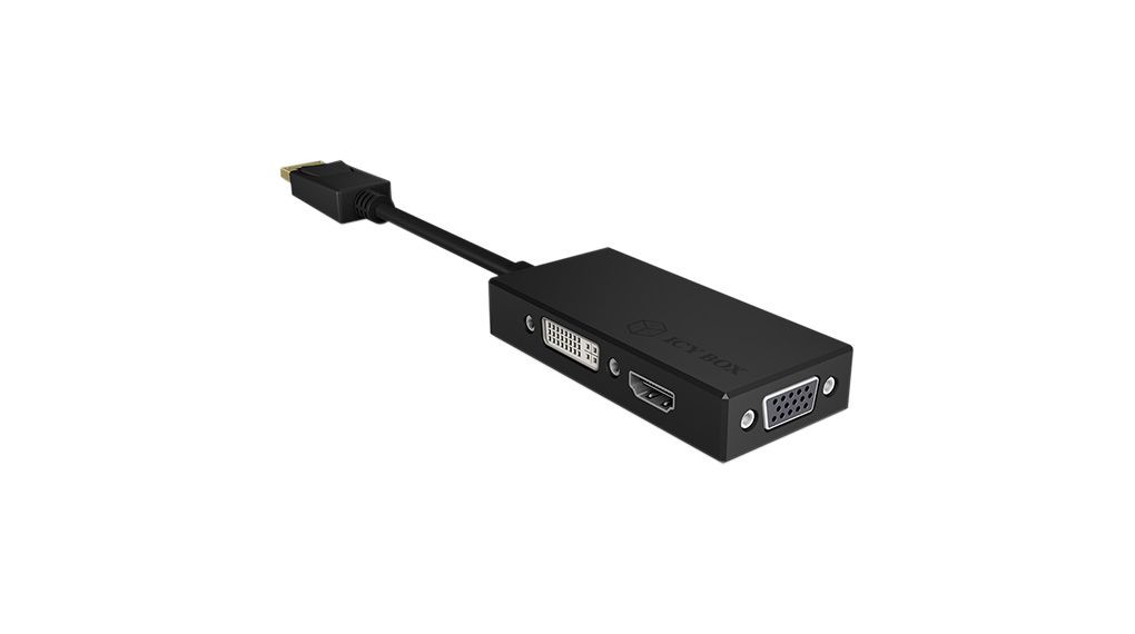 Raidsonic IB-AC1031 3-in-1 Display port to HDMI / DVI-D / VGA adapter Black