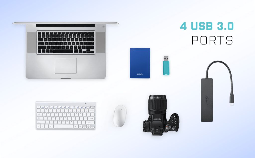 I-TEC 4-port USB-C Slim Passive Hub Black