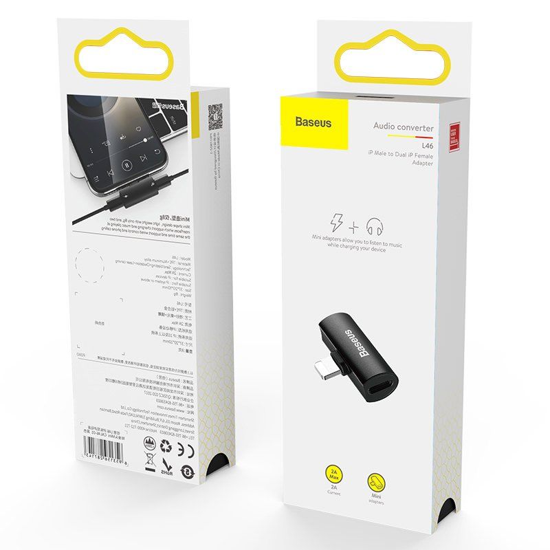 Baseus CAL46-01 L46 2xLightning adapter Black