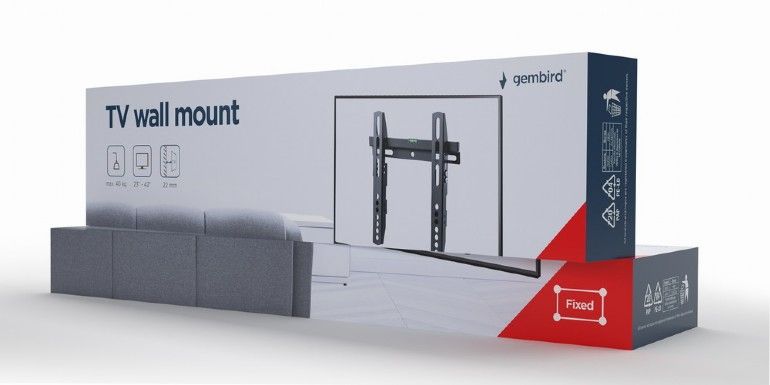 Gembird WM-42F-02 TV wall mount (fixed) 23”-42” Black