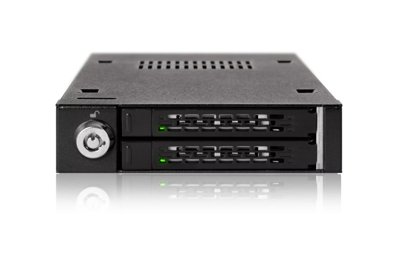 IcyDock ToughArmor MB992SK-B Full Metal 2 Bay 2.5” SATA/SAS HDD & SSD Mobile Rack for External 3.5" Drive Bay