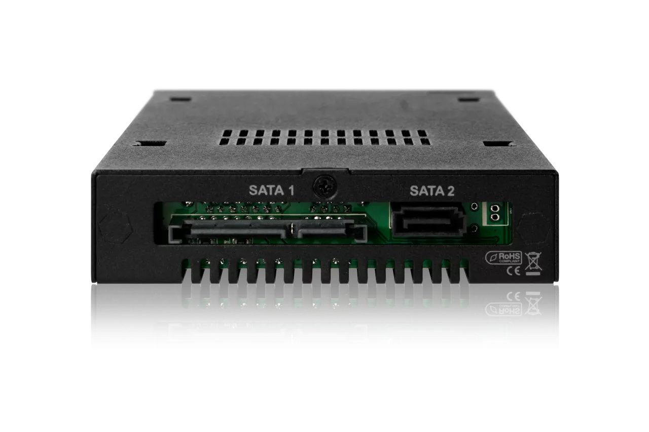 IcyDock ToughArmor MB992SK-B Full Metal 2 Bay 2.5” SATA/SAS HDD & SSD Mobile Rack for External 3.5" Drive Bay