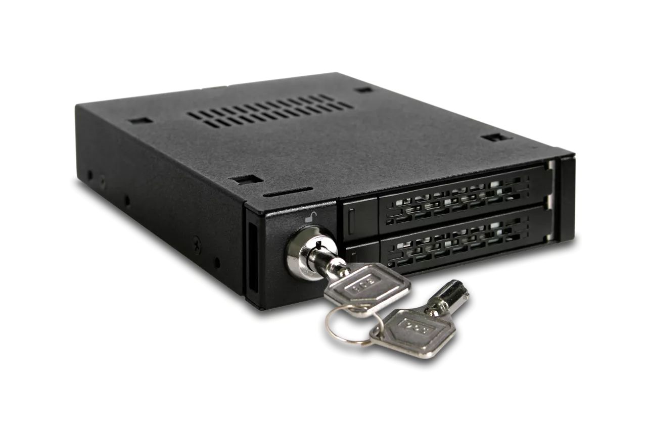 IcyDock ToughArmor MB992SK-B Full Metal 2 Bay 2.5” SATA/SAS HDD & SSD Mobile Rack for External 3.5" Drive Bay