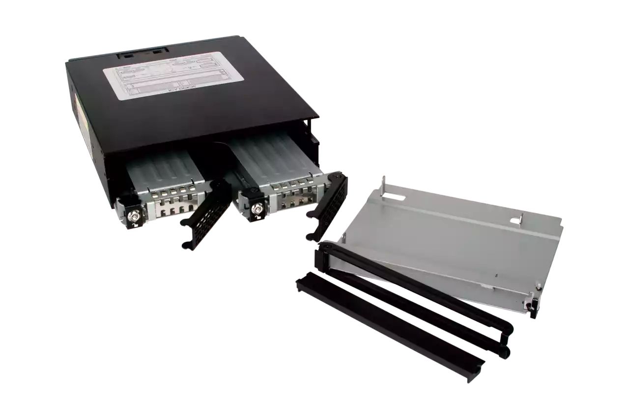 IcyDock ToughArmor MB994IKO-3SB Rugged Full Metal 2 Bay 2.5" SAS/SATA HDD & SSD Backplane Cage with Slim ODD Tray and Locking Trays for External 5.25" Bay
