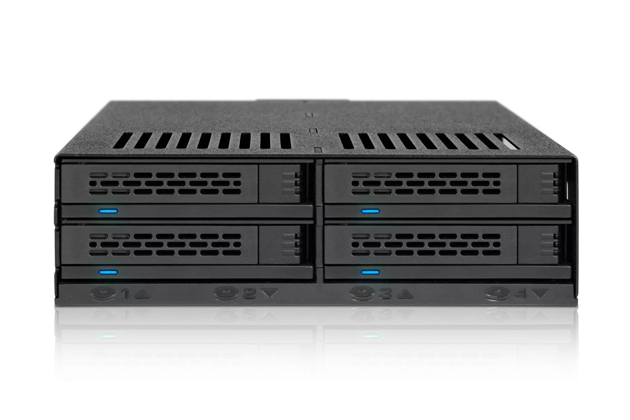 IcyDock ExpressCage MB324SP-B 4 Bay 2.5" SAS/SATA HDD & SSD Hot Swap Cage for External 5.25" Bay - Comparable to Tray-Less Design