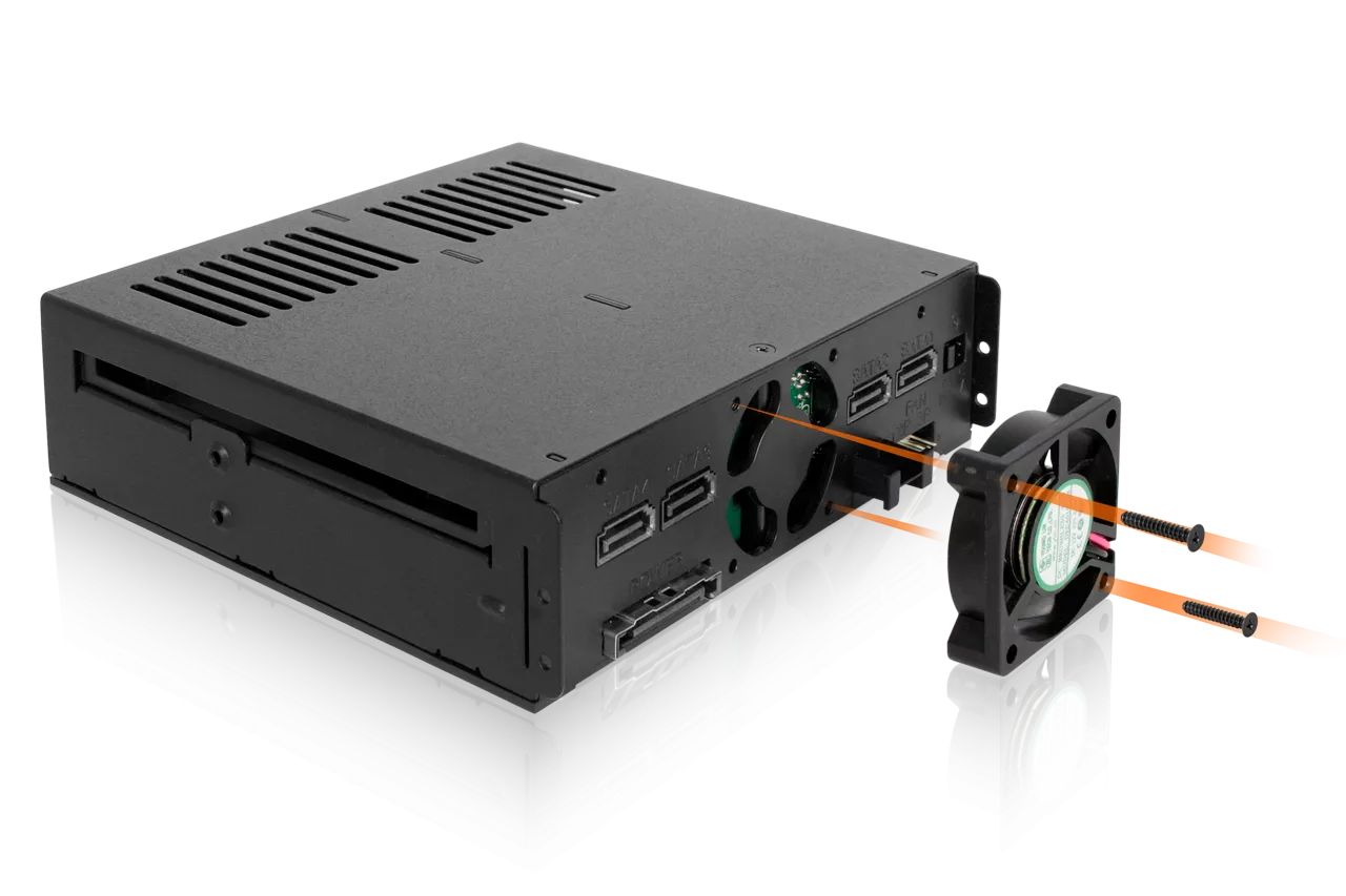 IcyDock ExpressCage MB324SP-B 4 Bay 2.5" SAS/SATA HDD & SSD Hot Swap Cage for External 5.25" Bay - Comparable to Tray-Less Design