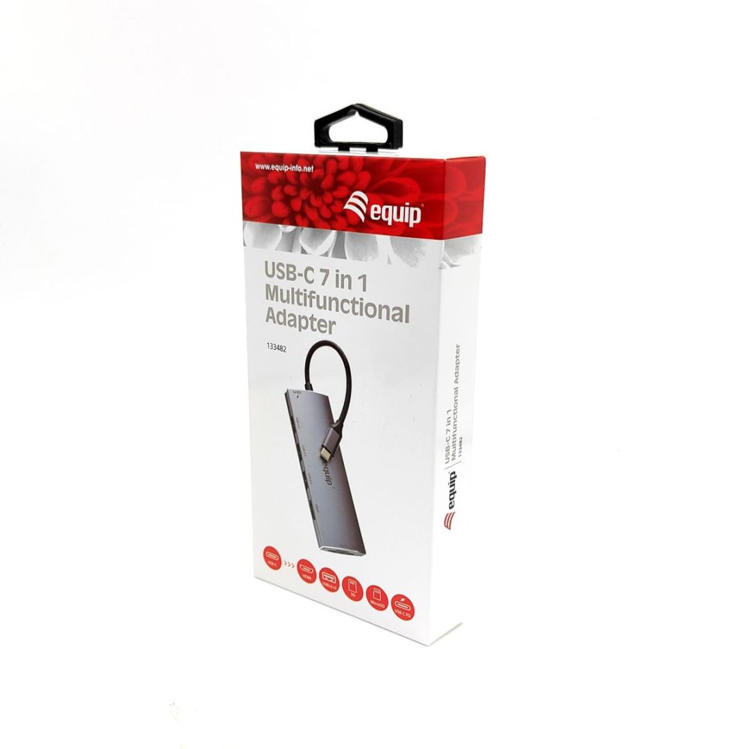 EQuip USB-C 7 in 1 Multifunctional Adapter, HDMI, USB 3.0, TF/MICRO SD, 60W USB PD