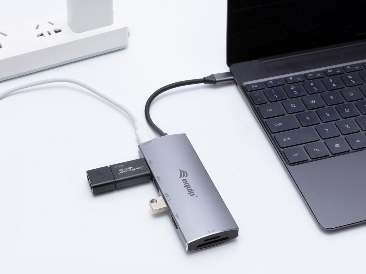 EQuip USB-C 7 in 1 Multifunctional Adapter, HDMI, USB 3.0, TF/MICRO SD, 60W USB PD