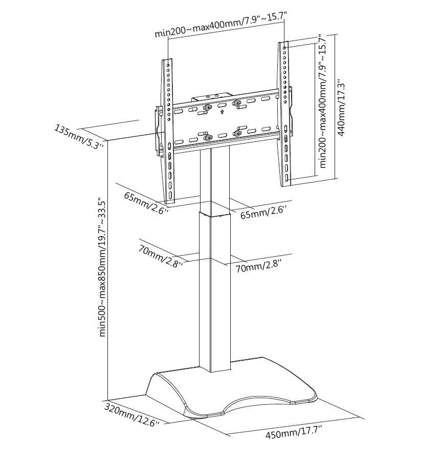 EQuip 32"-65" Motorized TV Tabletop Stand Black