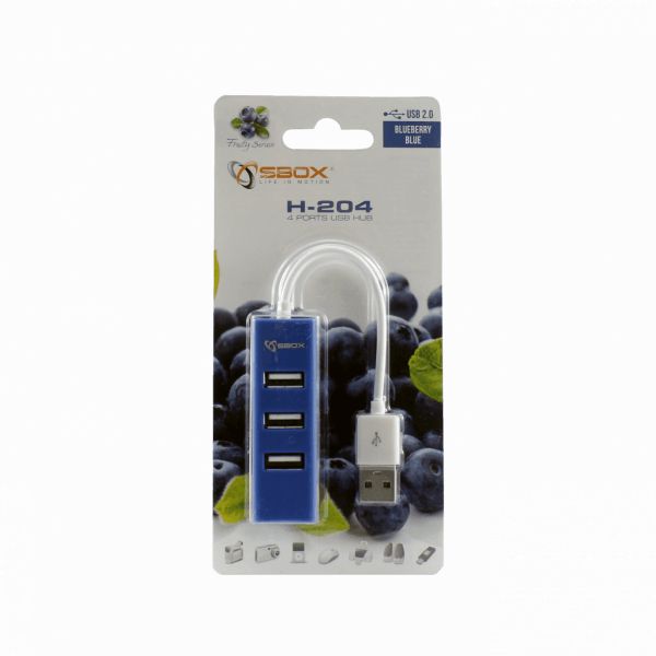 SBOX H-204BL USB 2.0 HUB 4 port Blue