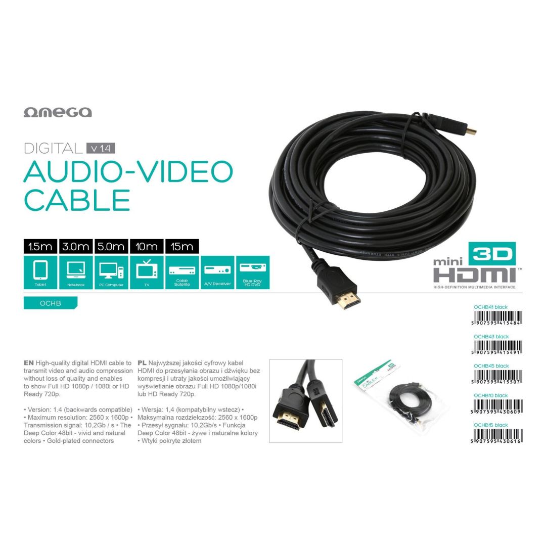 Platinet Omega HDMI v.1.4  15m cable Black