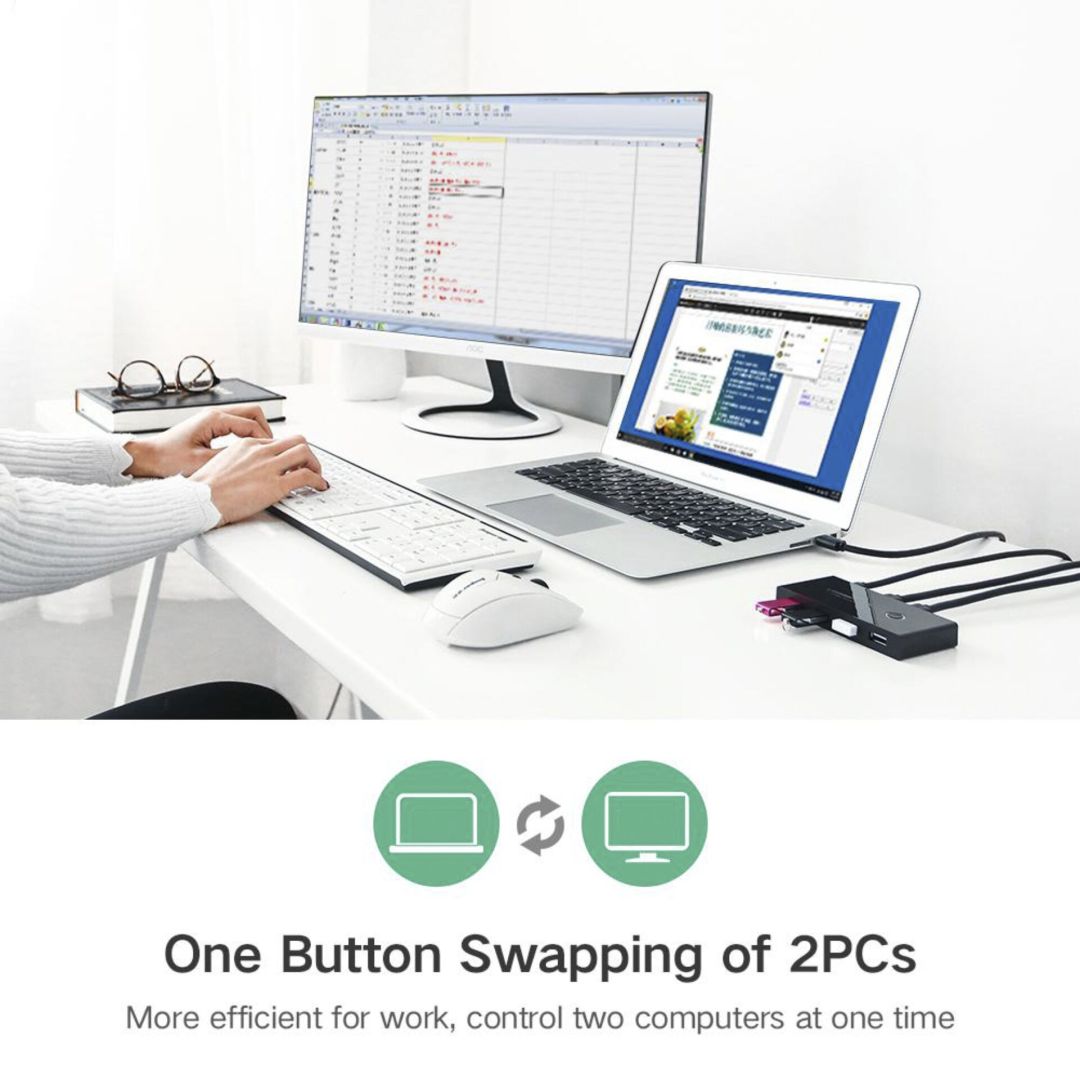 UGREEN USB 2x4 Sharing Switch Selector Black