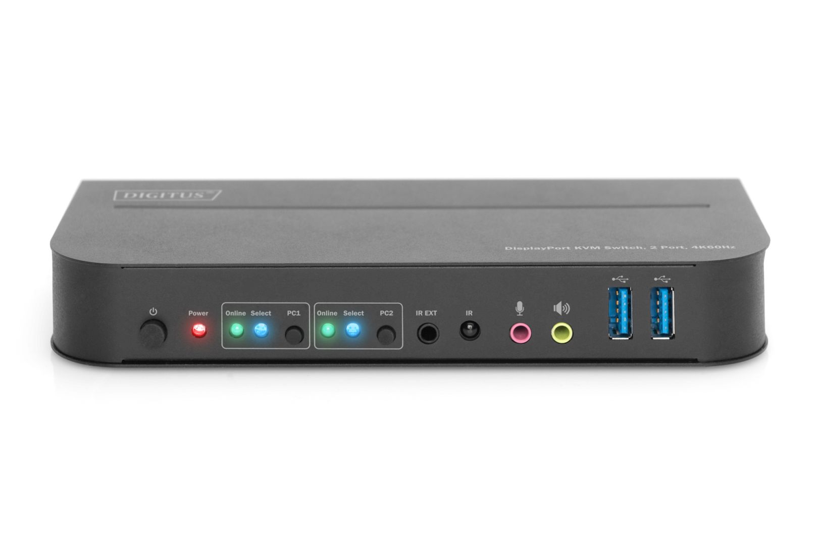 Digitus KVM Switch 2-Port 4K60Hz 2 x DP in 1 x DP/HDMI out Black
