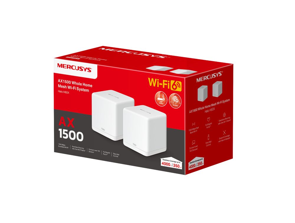 TP-Link Mercusys Halo H60X AX1500 Whole Home Mesh WiFi 6 System