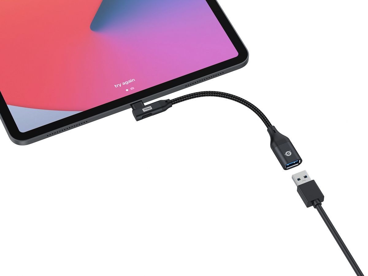 Conceptronic  ABBY19B USB-C 90° angled to USB-A OTG Adapter Black
