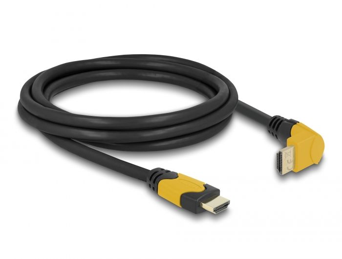 DeLock High Speed HDMI cable male straight to male 90° upwards angled 48 Gbps 8K 60Hz 2m Black