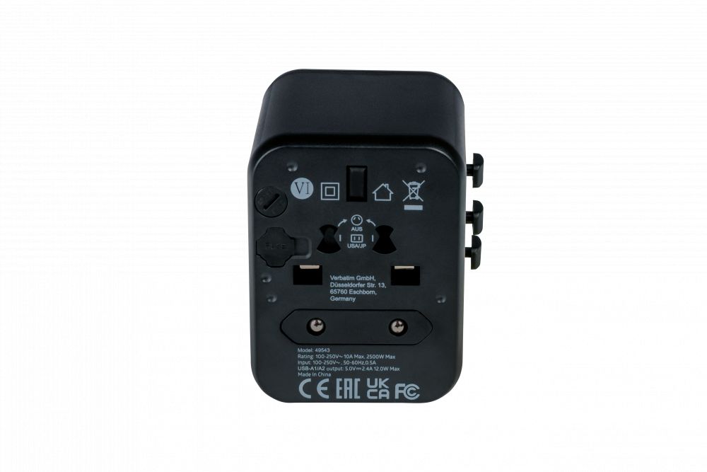 Verbatim Universal Travel Adapter UTA-03 Plug with USB-C PD & QC, 2 x USB-C & 2 x USB-A ports