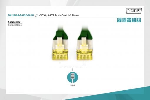 Digitus CAT6A S-FTP Patch Cable 1m Green (10db)