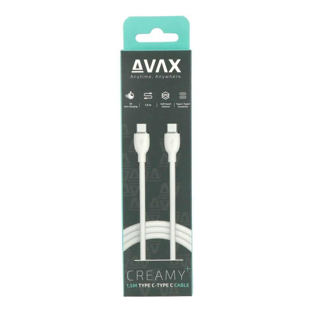 Avax CB622 CREAMY+ USB-C - Type-C cable 1,5m White/Silver