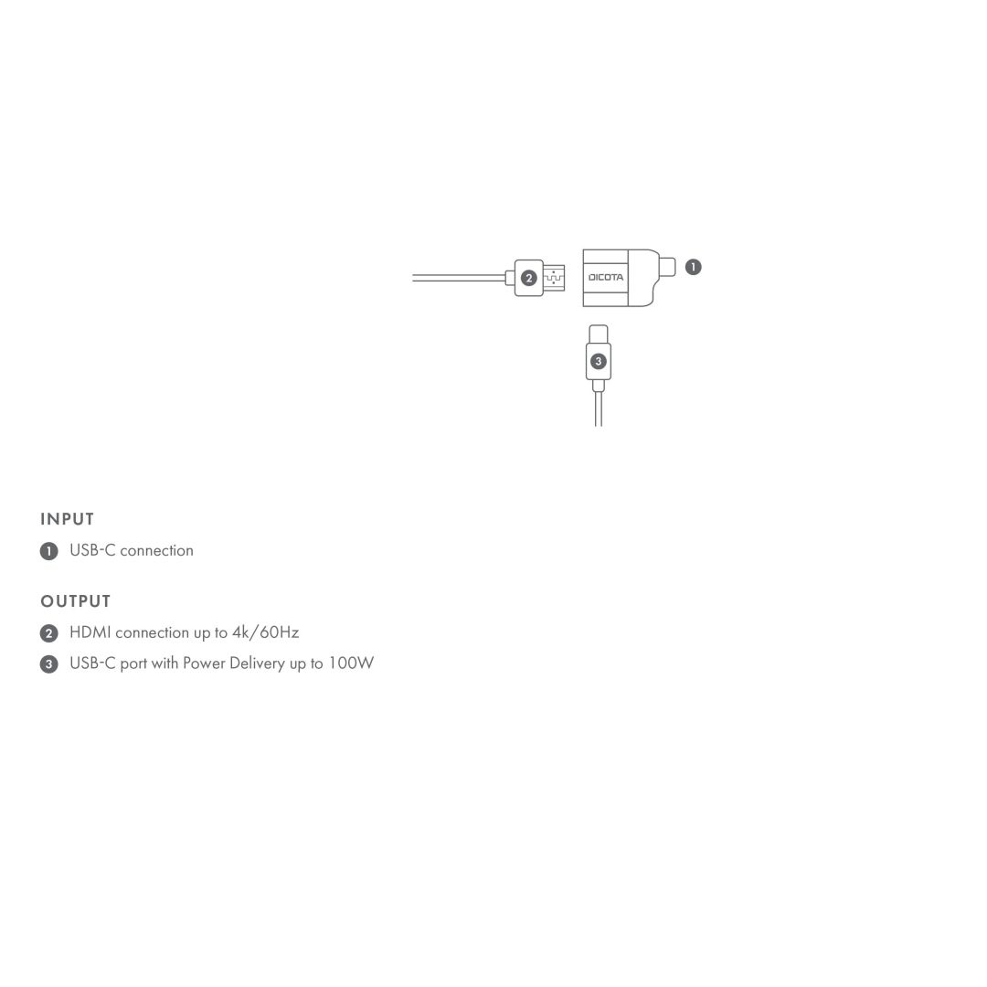 Dicota USB-C to HDMI Mini Adapter with PD (4k/100W) Silver