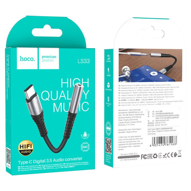 Hoco LS33 USB-C - 3,5mm jack Audio adapter Black