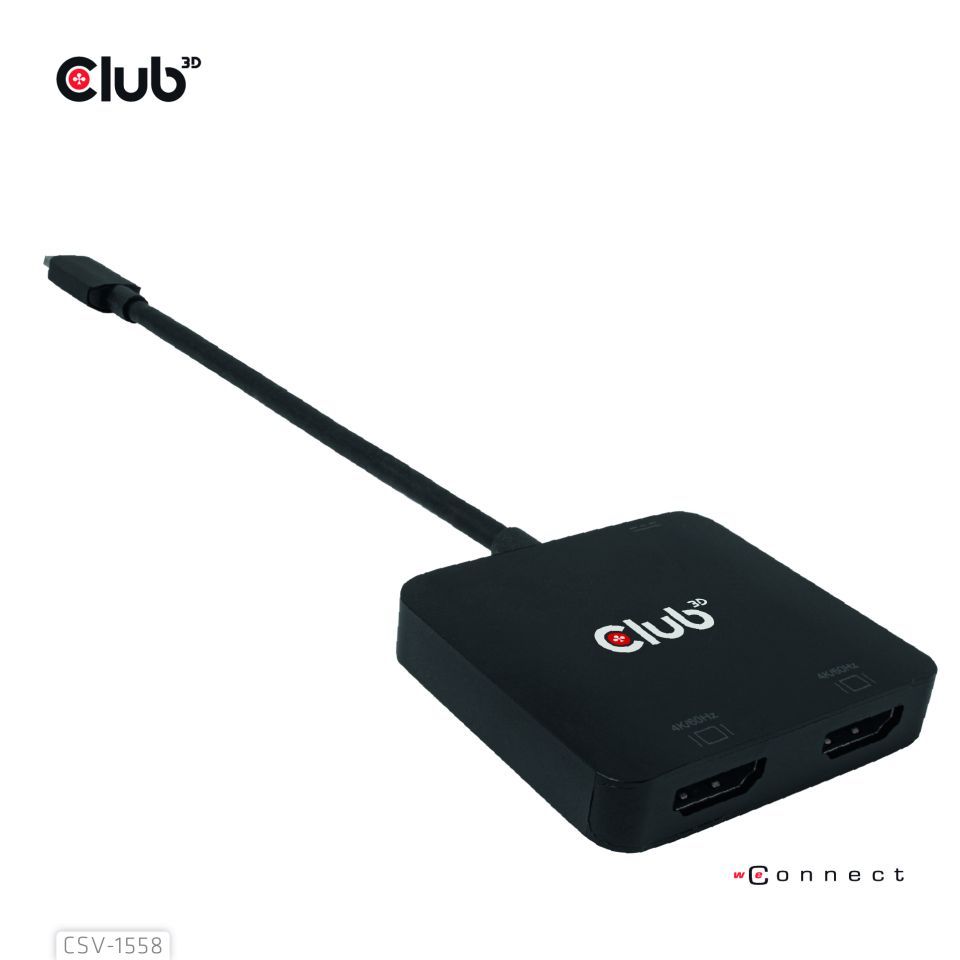 Club3D Club3D MST-Hub USB 3.2 Typ C &gt; 2x HDMI 4K60Hz +100W PD St/Bu retail