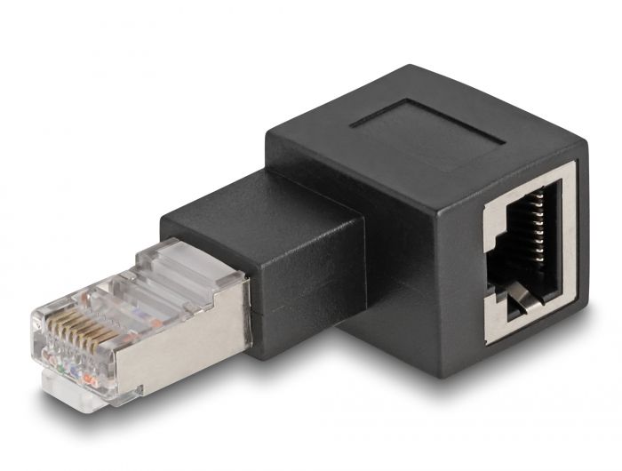 DeLock RJ45 plug to RJ45 jack Adapter Cat.6A 90° left angled