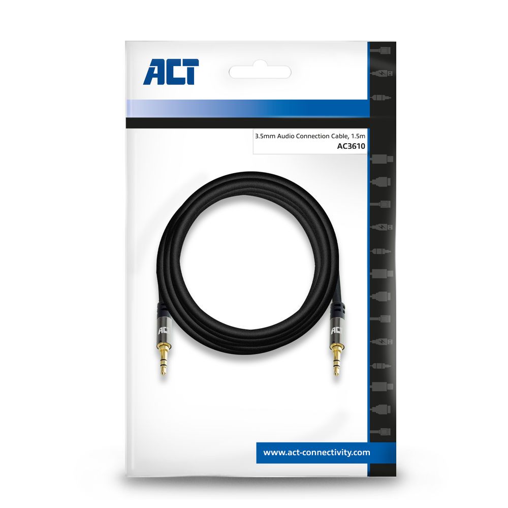 ACT High Quality stereo audio connection cable 3.5 mm jack male - male 1,5m Black