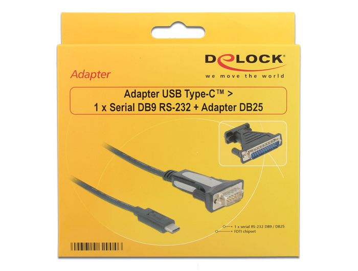 DeLock USB Type-C > 1xSerial DB9 RS-232 + DB25 Adapter